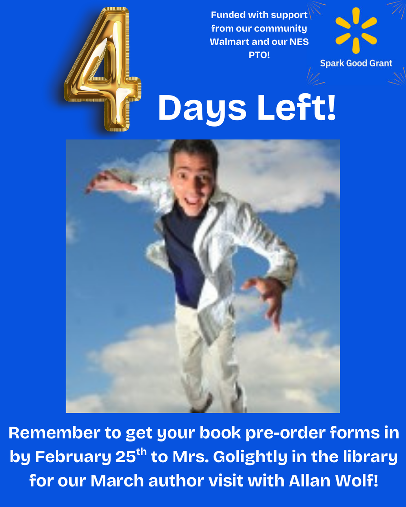 4 days left reminder on blue background with picture of author allan wolf