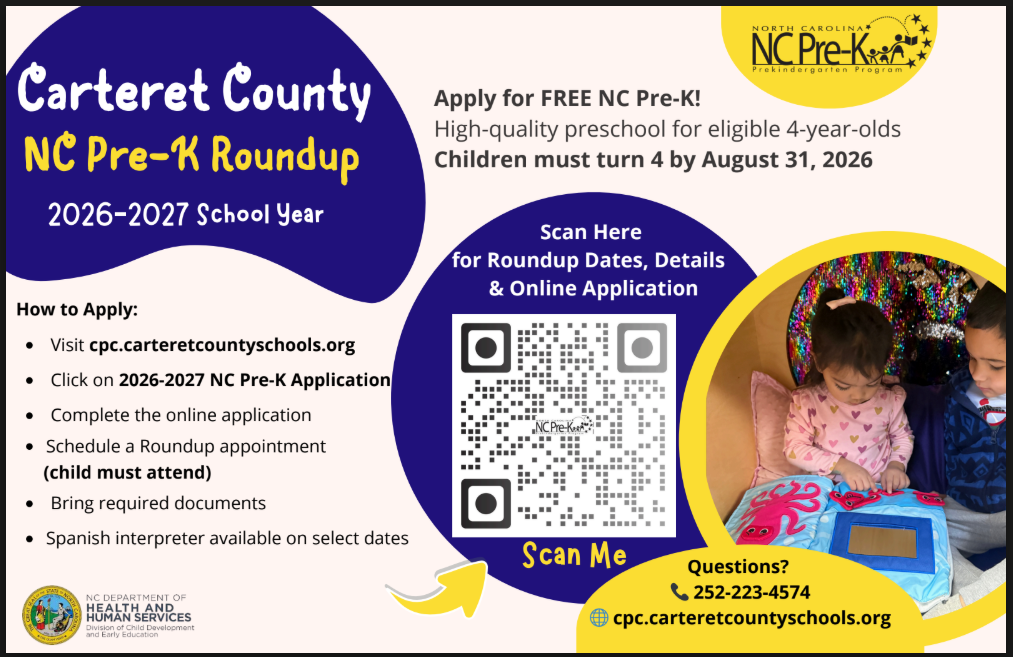 Carteret County NC PreK Roundup Flyer