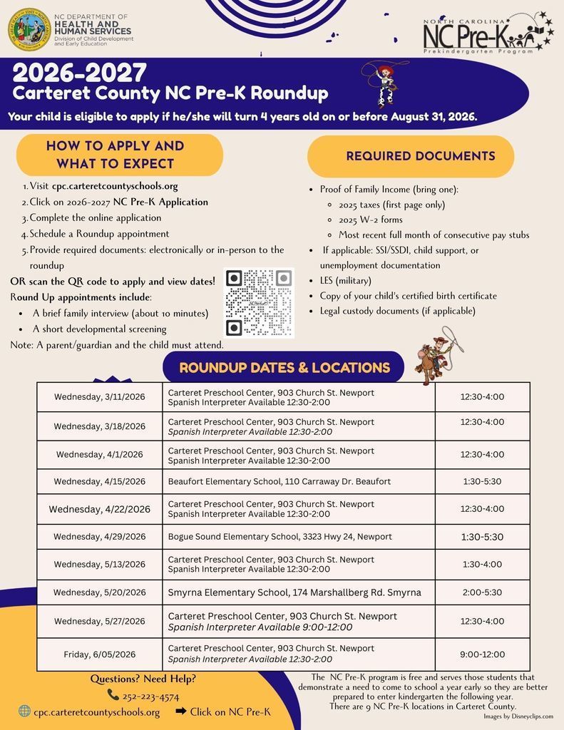 Dates and locations for round up