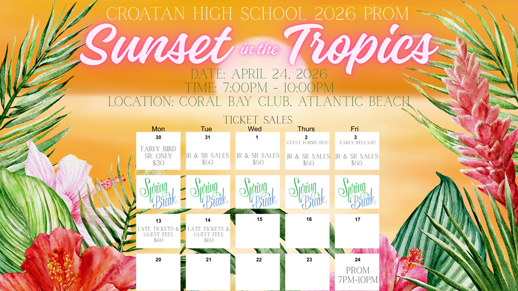 Prom Registration Calendar of Events