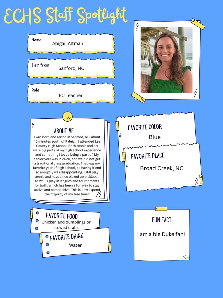 This information graphic shows fun facts and a picture about Abigail Altman.