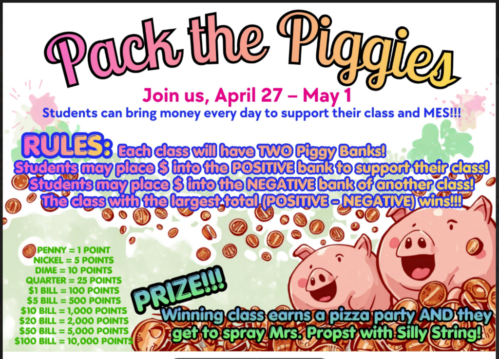 MCES PTO Pack the Piggies Change Drive