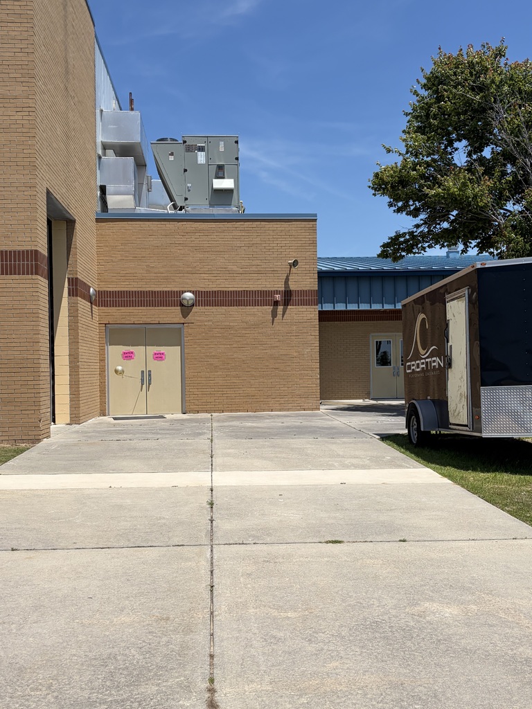 Two Croatan High School entrance doors