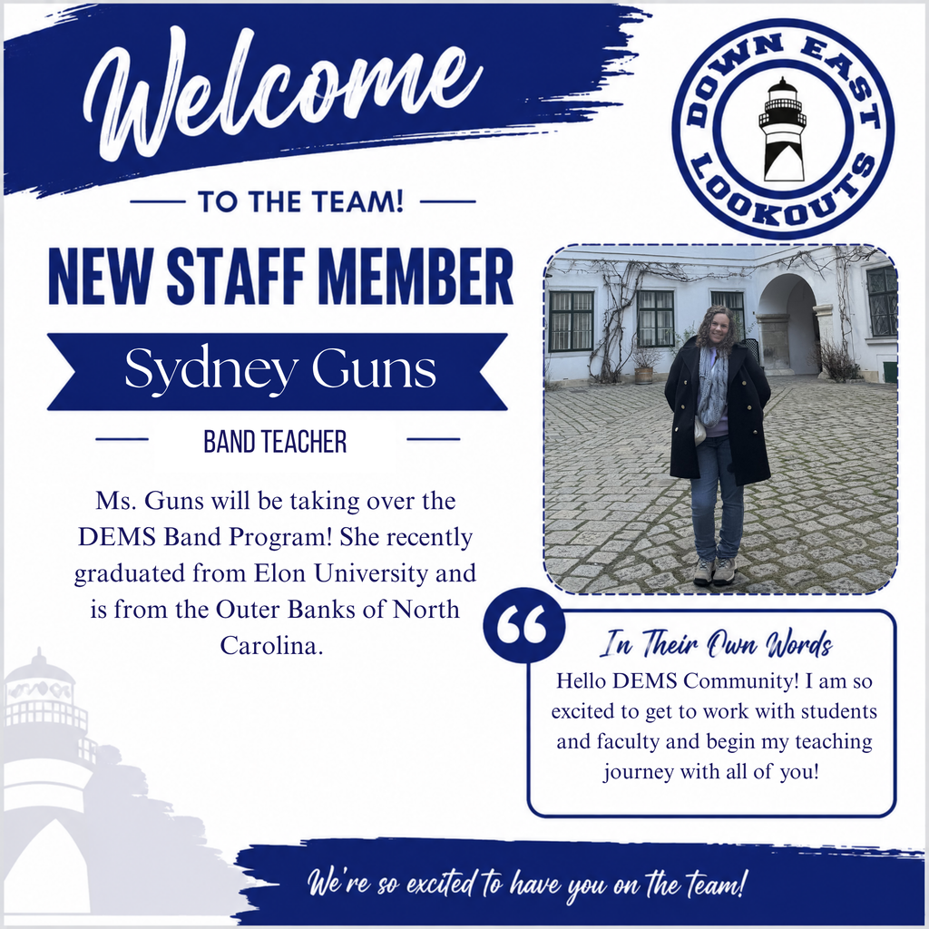 Welcome Ms. Guns, the new DEMS Band Teacher