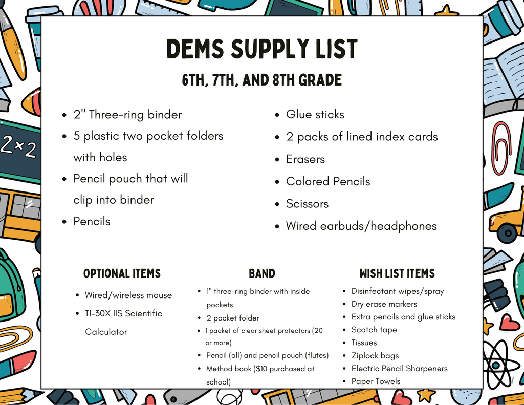 dems supply list