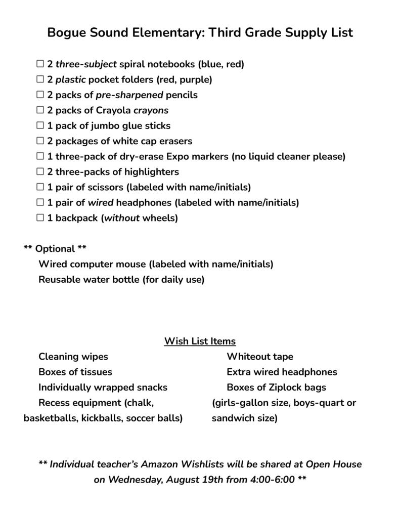 3rd supply list