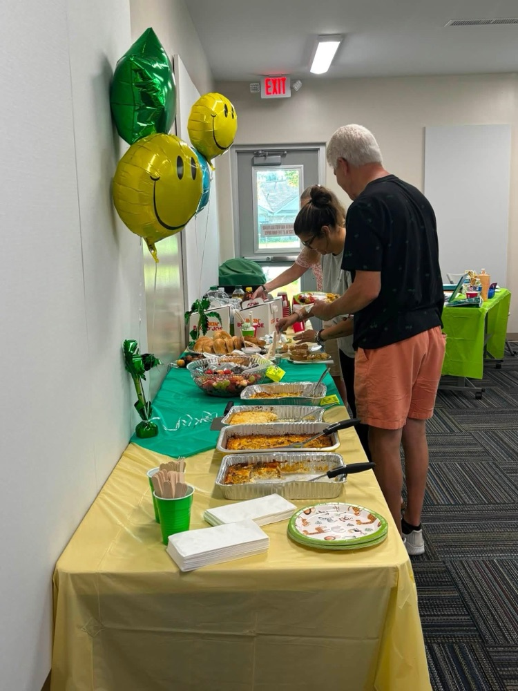 staff getting breakfast