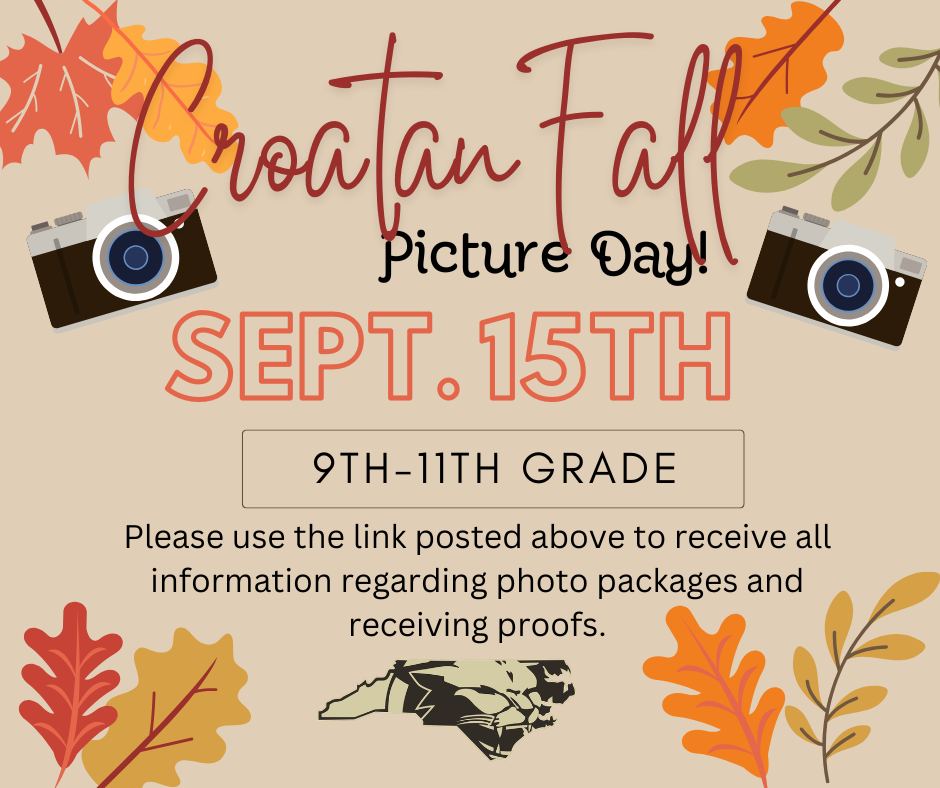 Croatan Picture Day Sept. 15th