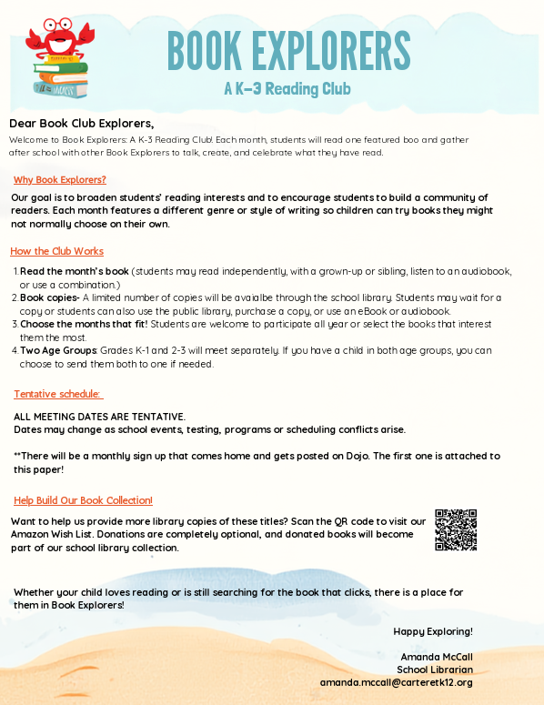 book explorer informational sheet