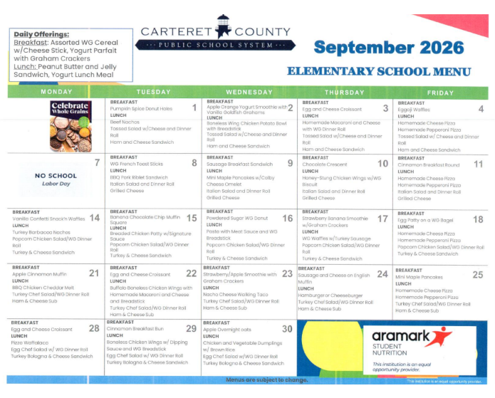 September lunch menu