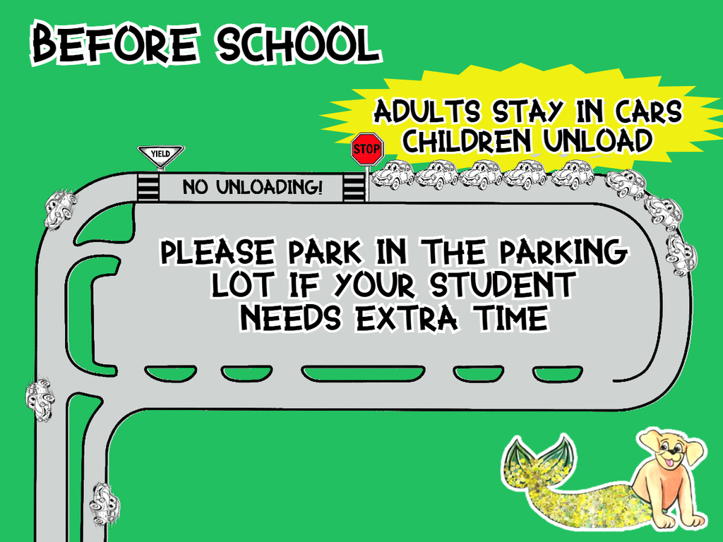 Before School Dropoff - Adults stay in cars