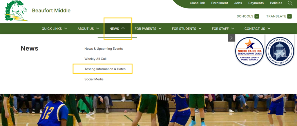 How to access testing dates on the BMS website