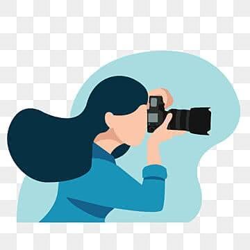 Lady holding a camera and taking a photograph 