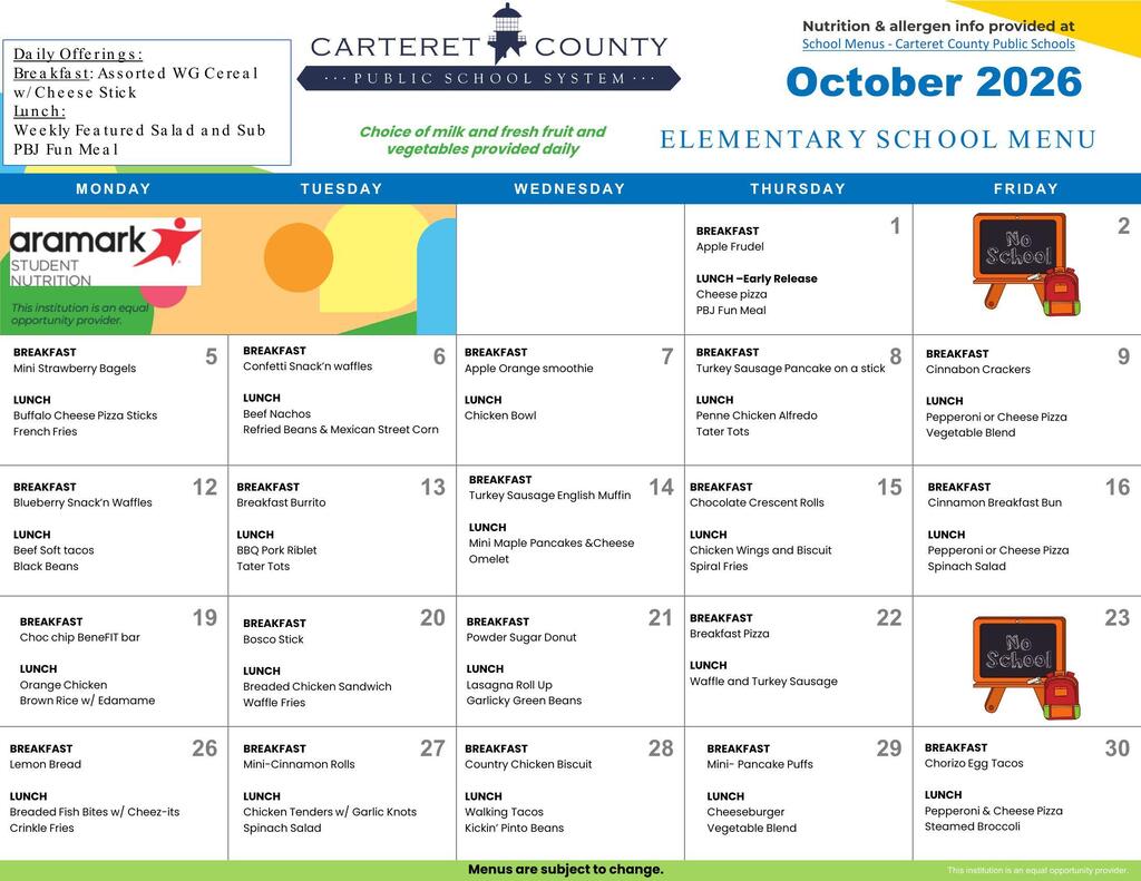 October Menu