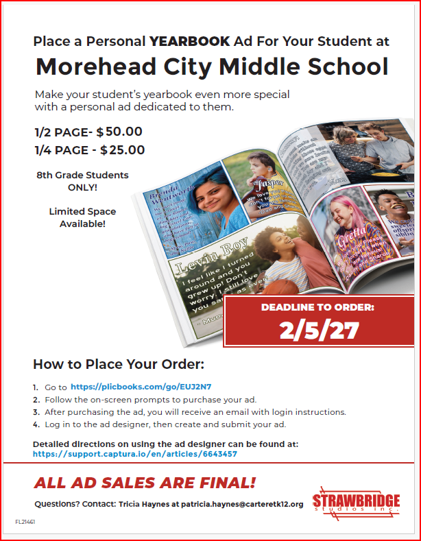 Place a personal Yearbook Ad for Your Student-Eighth Grade Parents Only