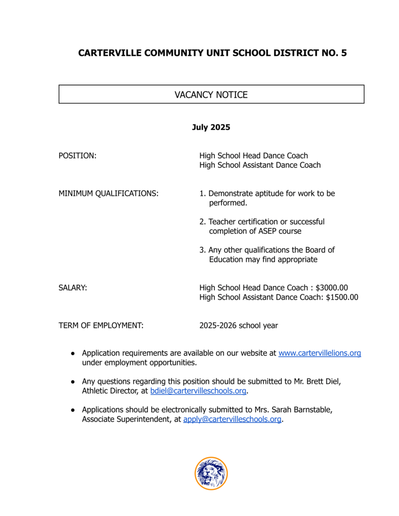 Dance Coach Vacancy