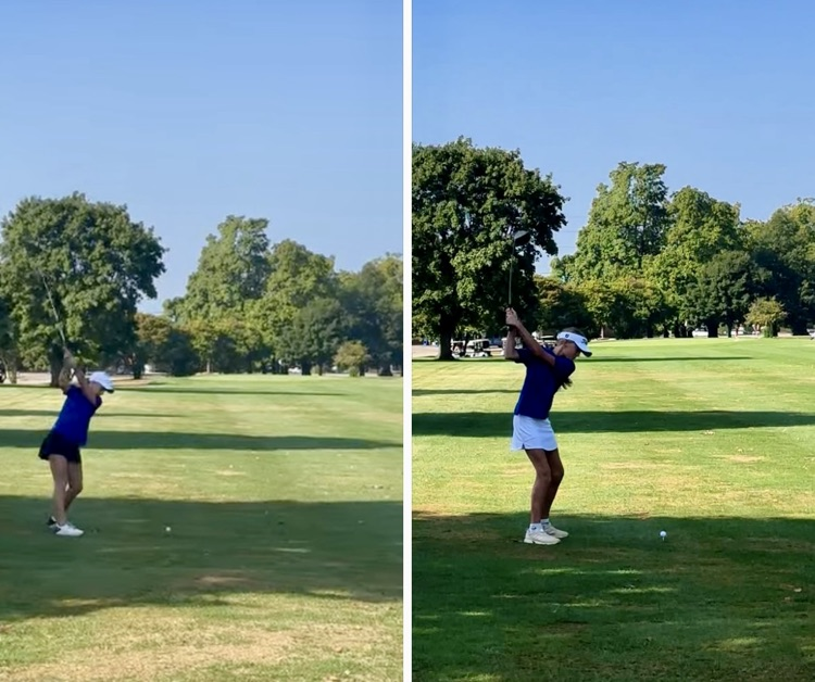 two girls golfing 