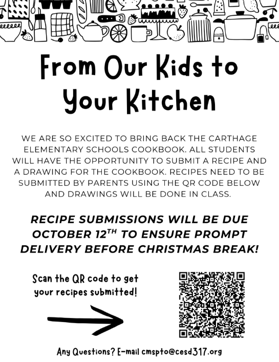 Use the QR Code on this flyer to submit your recipes before October 12th