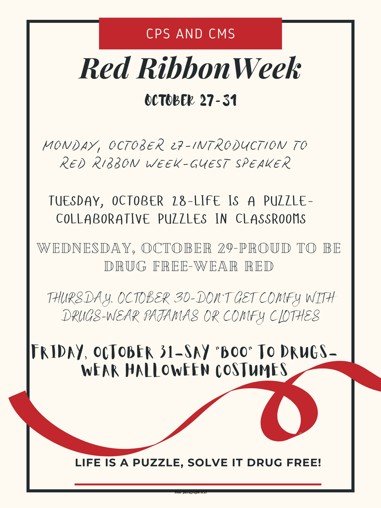 CPS & CMS Red Ribbon Week Activities and Dress up Days