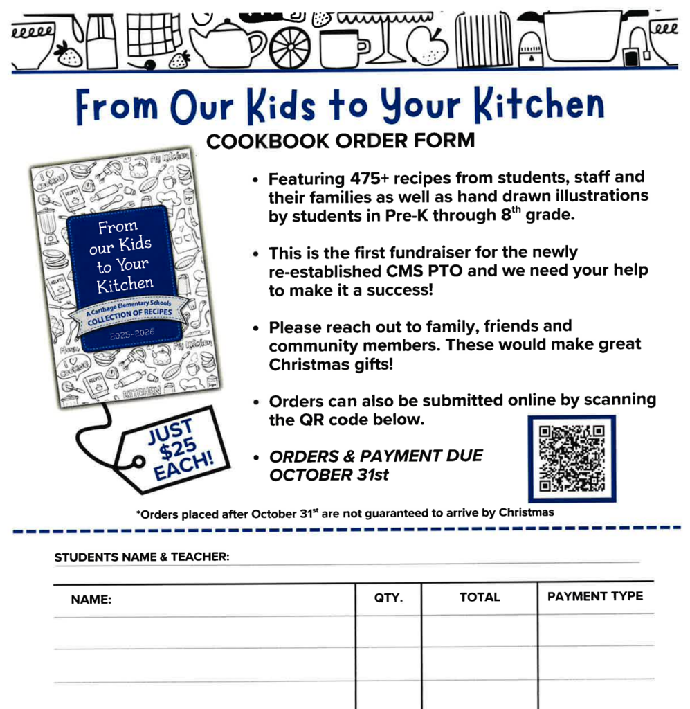 Cookbook Order Form & QR Code