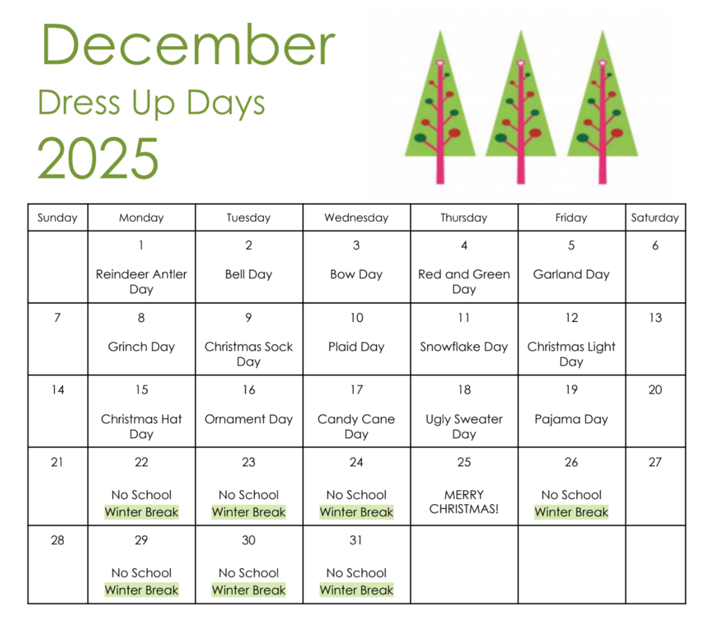 December 2025 Dress Up Days