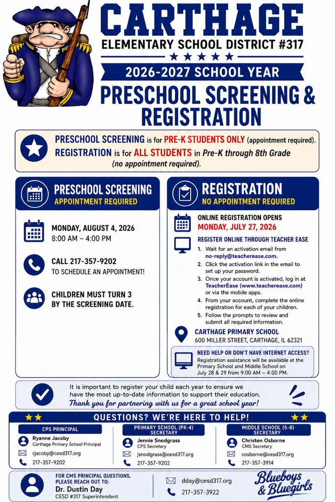 pre-K screening and 26-27 registration info 