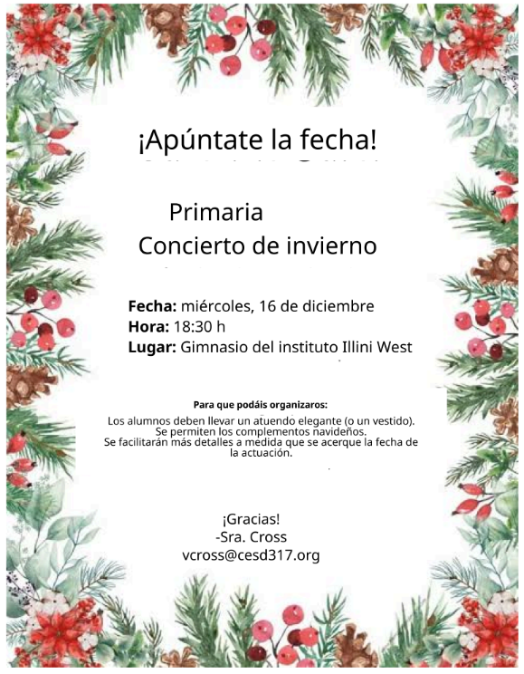 CPS Winter Concert Flyer - Spanish