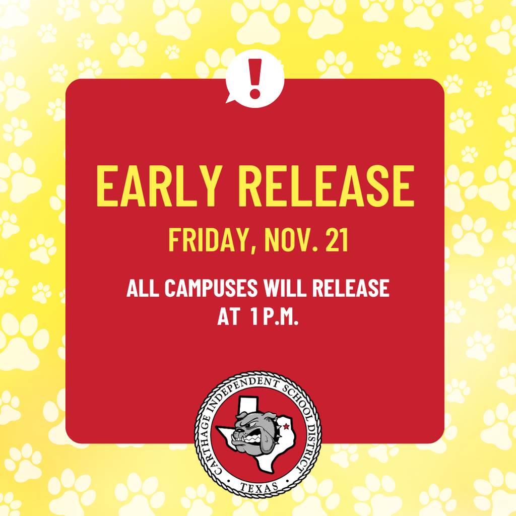 Early Release at 1 p.m. November 21