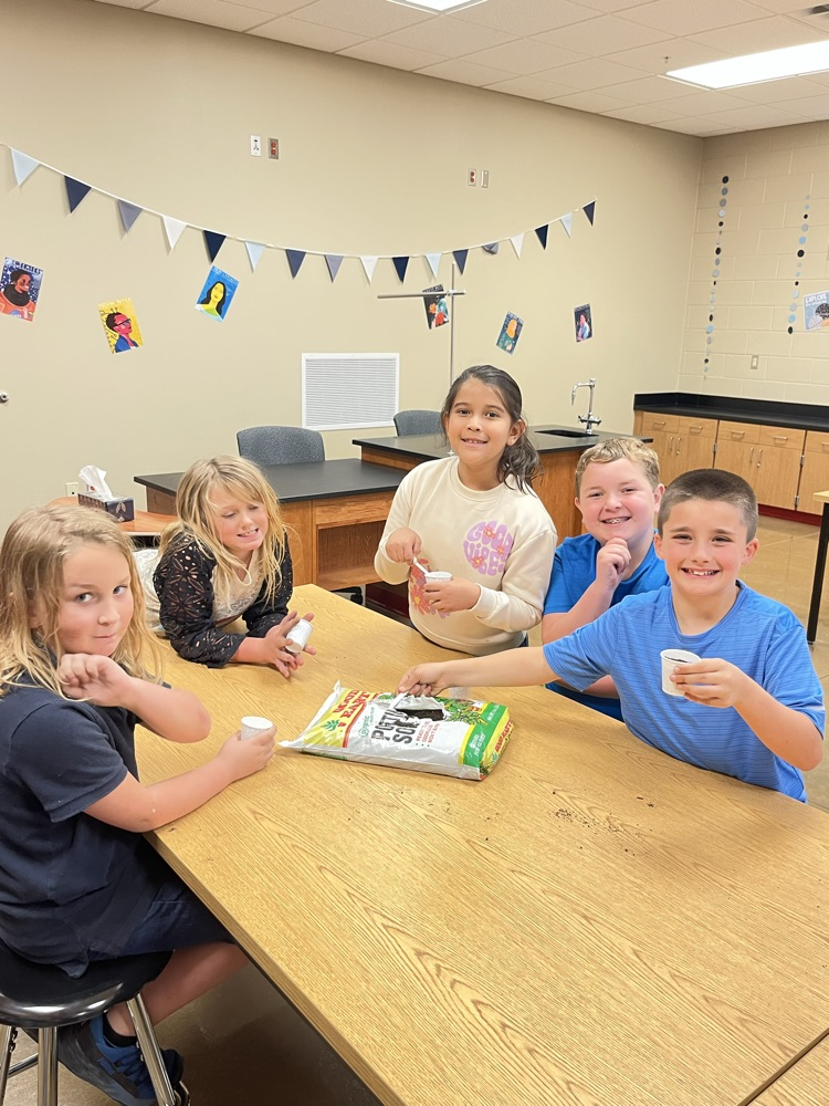 Planting beans in the science lab!