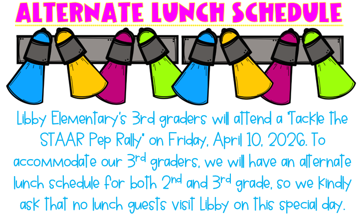 Libby's 3rd graders will attend a "Tackle the Star Pep Rally" on Friday, April 10.
