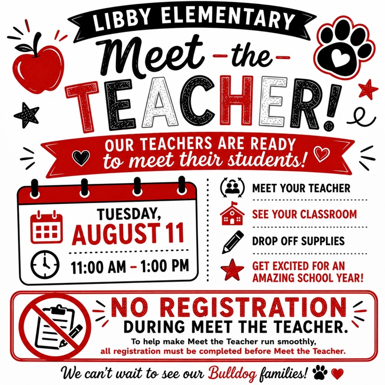 Meet the Teacher Reminder - Aug. 11 from 11:00AM to 1:00PM