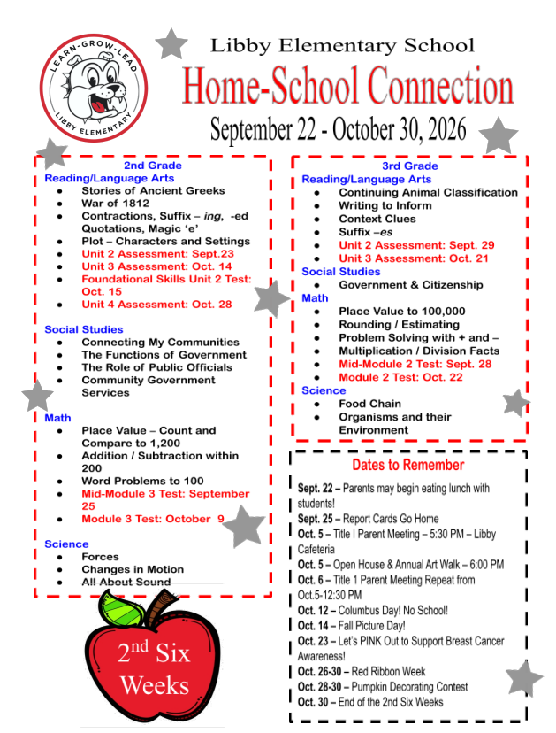 2026-27 Home-School Connection Sept. 22-Oct. 30