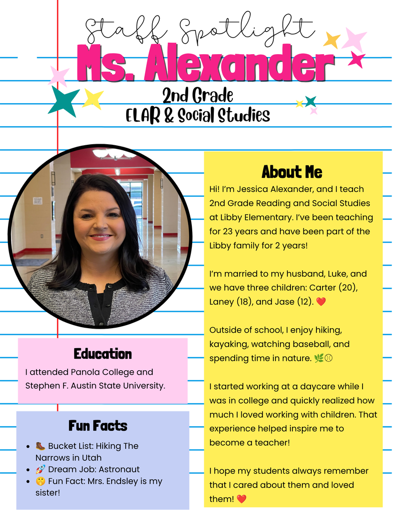 Staff Spotlight: Ms. Alexander!