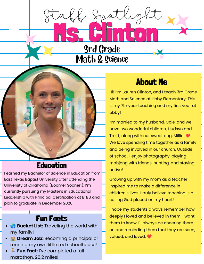Staff Spotlight: Ms. Lauren Clinton!