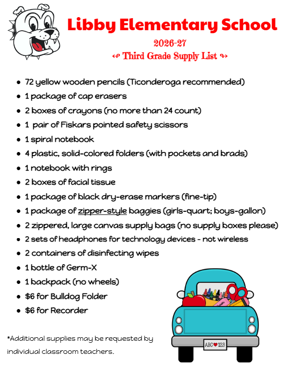 3rd Grade Supply List
