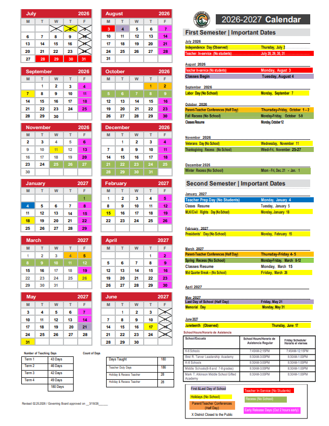 Governing Board Approves 2026–2027 School Year Calendar ...