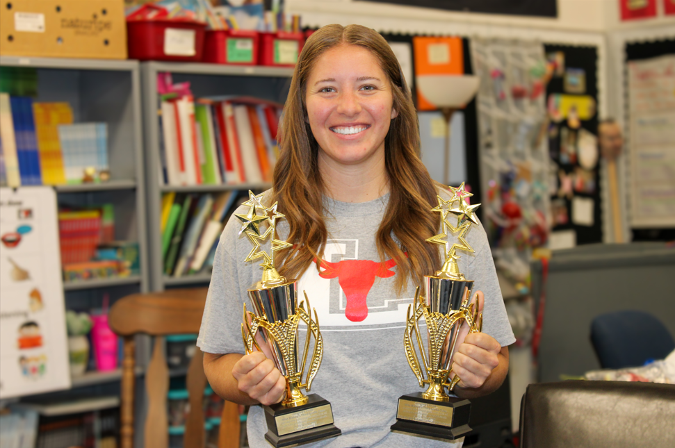 Miss Bishop with her trophies 