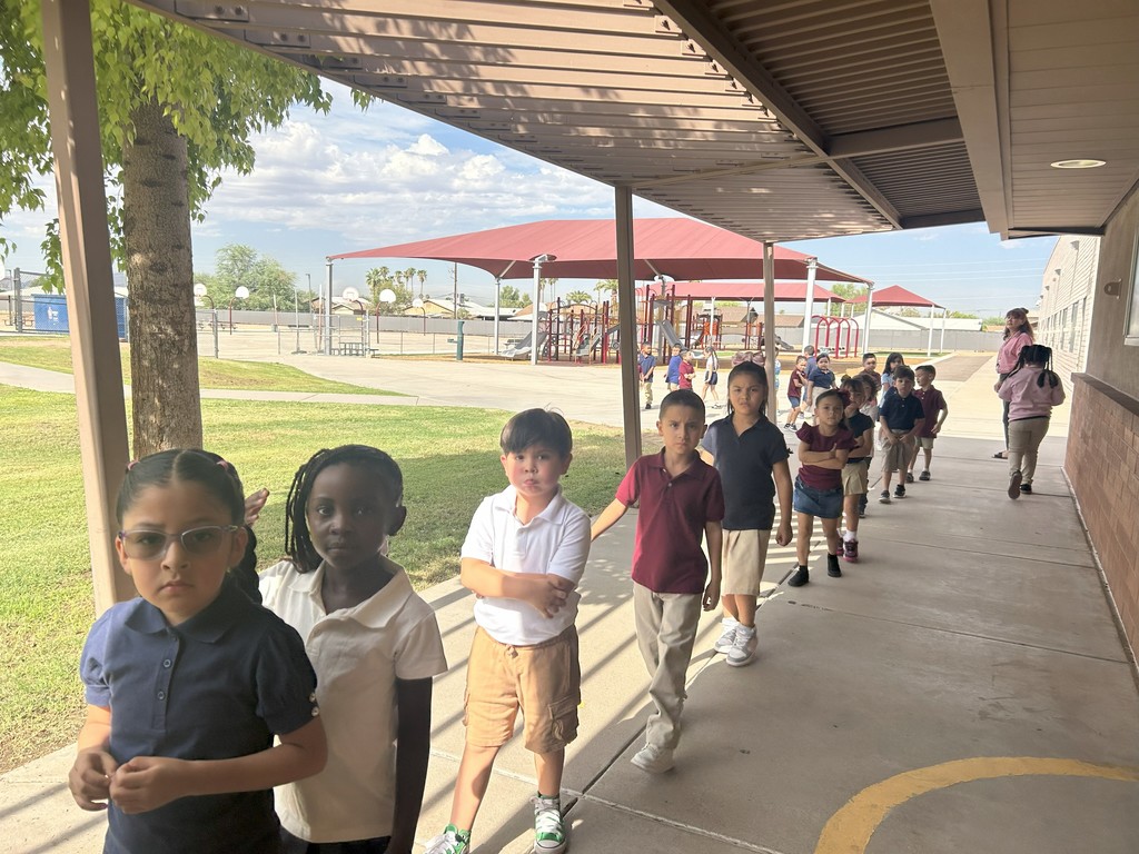 students walking in line