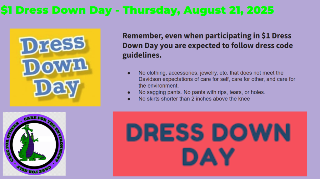 $1 Dress Down Day Flyer with dress code expectations