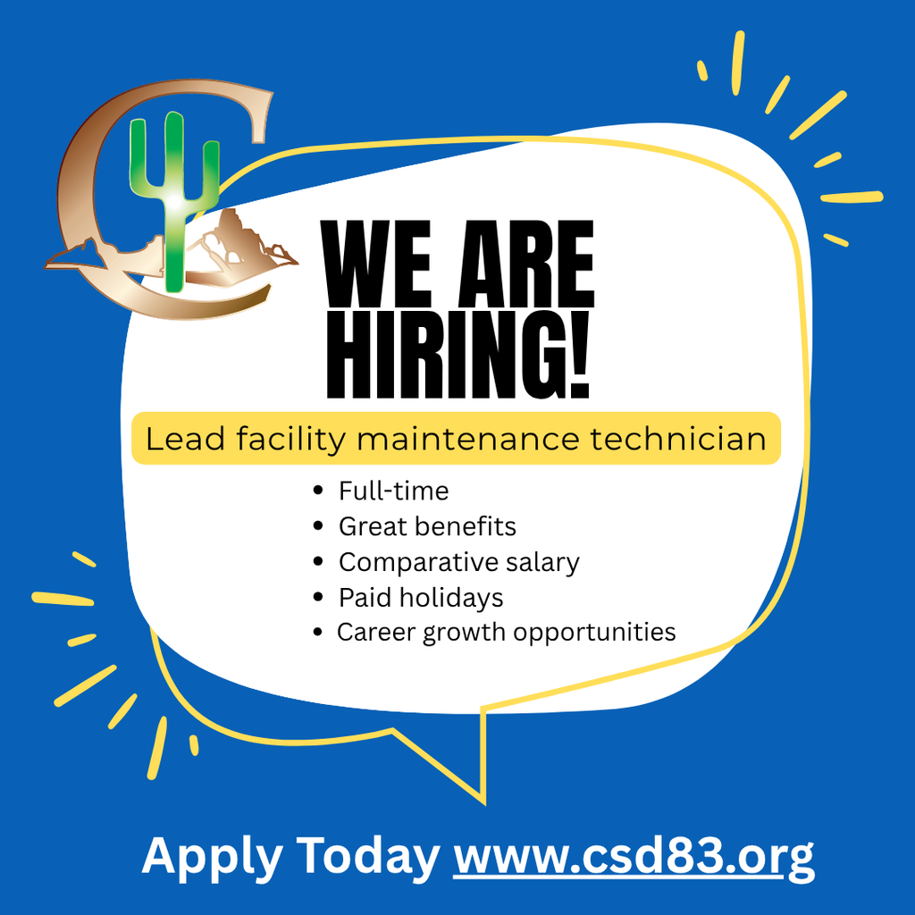 📢 We’re Hiring! Join our team as a Lead Facility Maintenance Technician at CSD83! Apply today at 👉 https://www.applitrack.com/csd83/onlineapp/ or visit our website 🌐 www.csd83.org #WeAreHiring #JoinOurTeam #CSD83 #MaintenanceJobs
