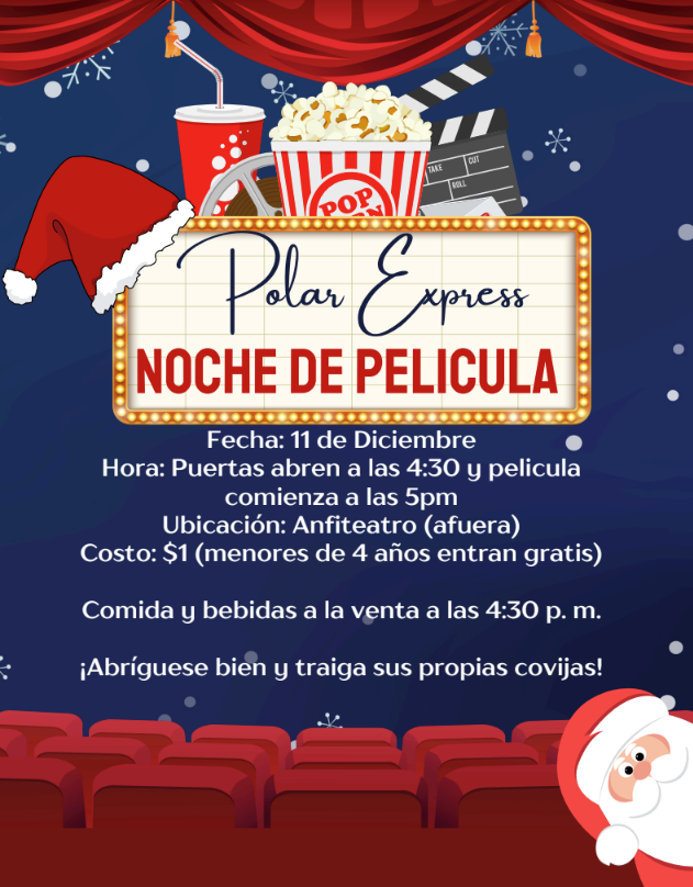 Polar Express Movie Night Infographic in Spanish
