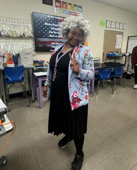 Teacher dressed up for 100th day of school!