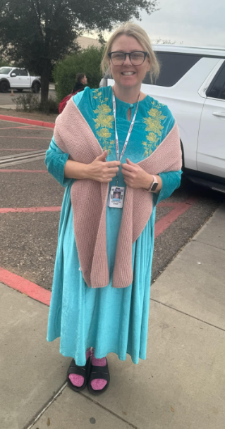Teacher dressed up for 100th day of school!