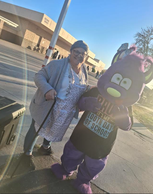 Teacher dressed up for 100th day of school!
