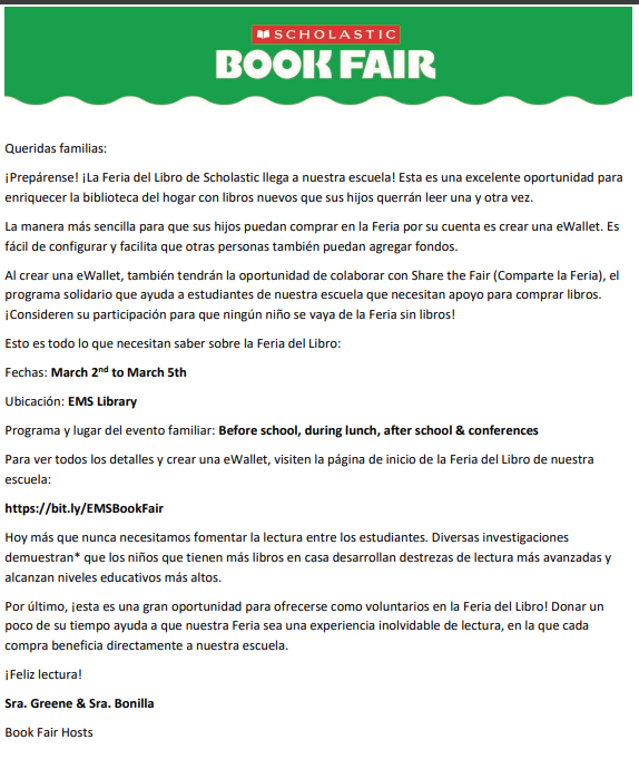 BOOK FAIR INFORMATION