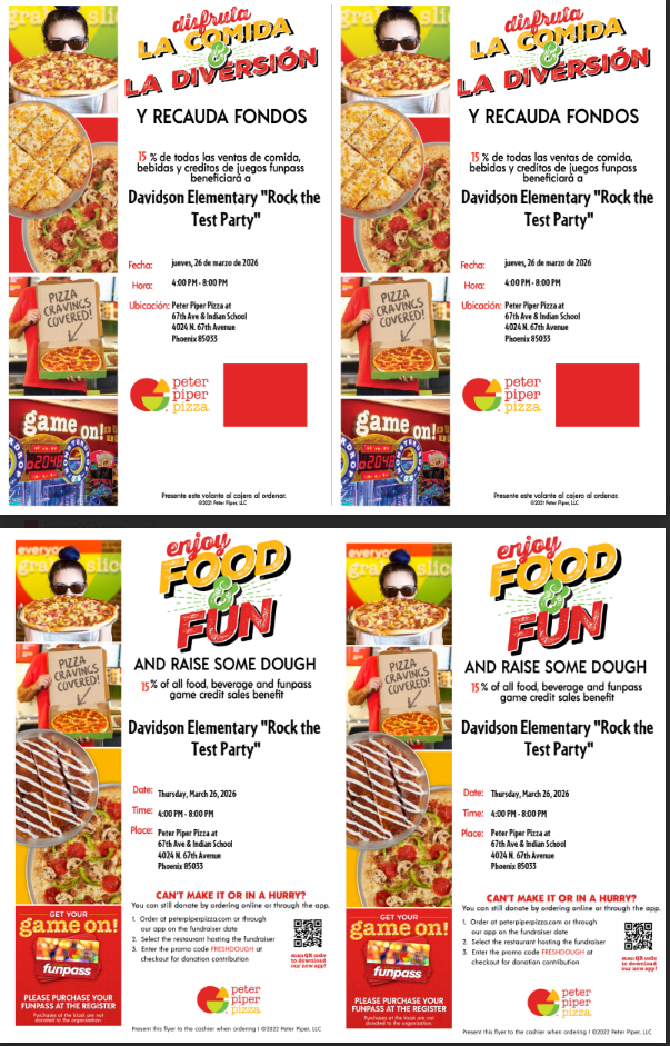 Peter Piper Pizza Fundraiser Flyer
