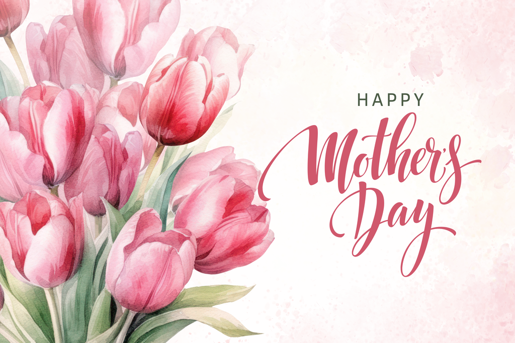 Happy Mother's Day Poster with pink tulips