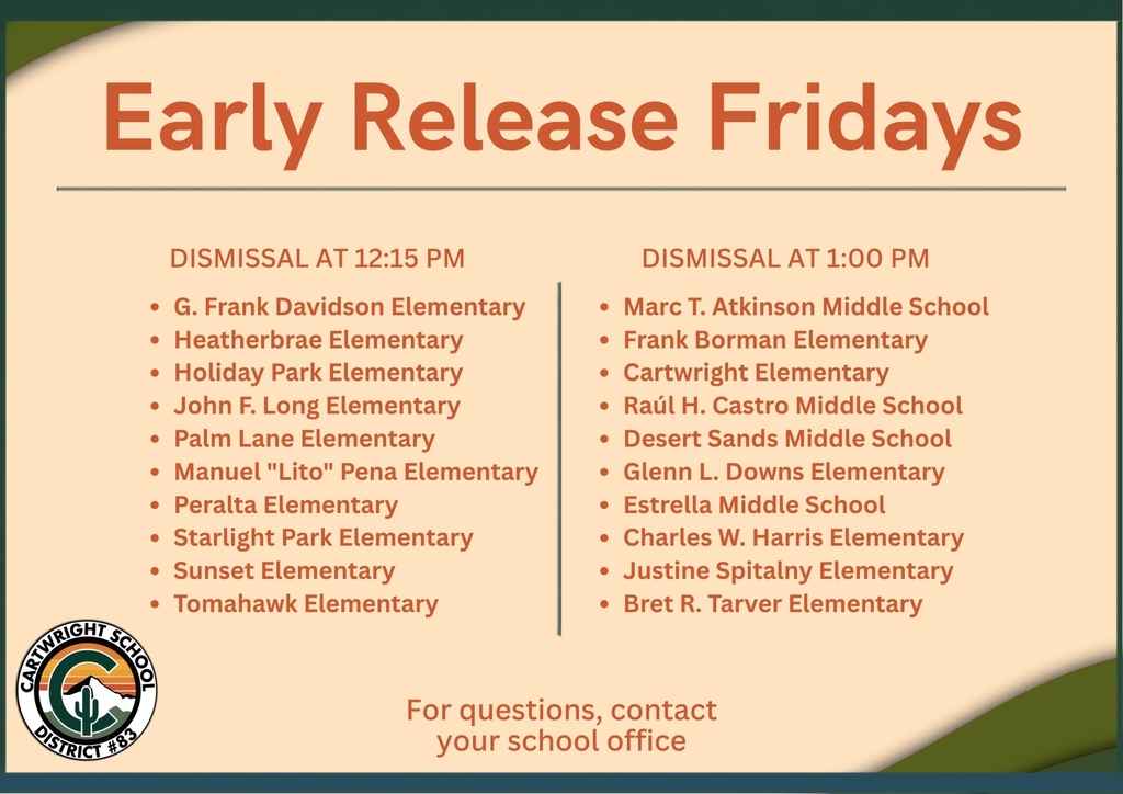 Early Release Schedule for fridays