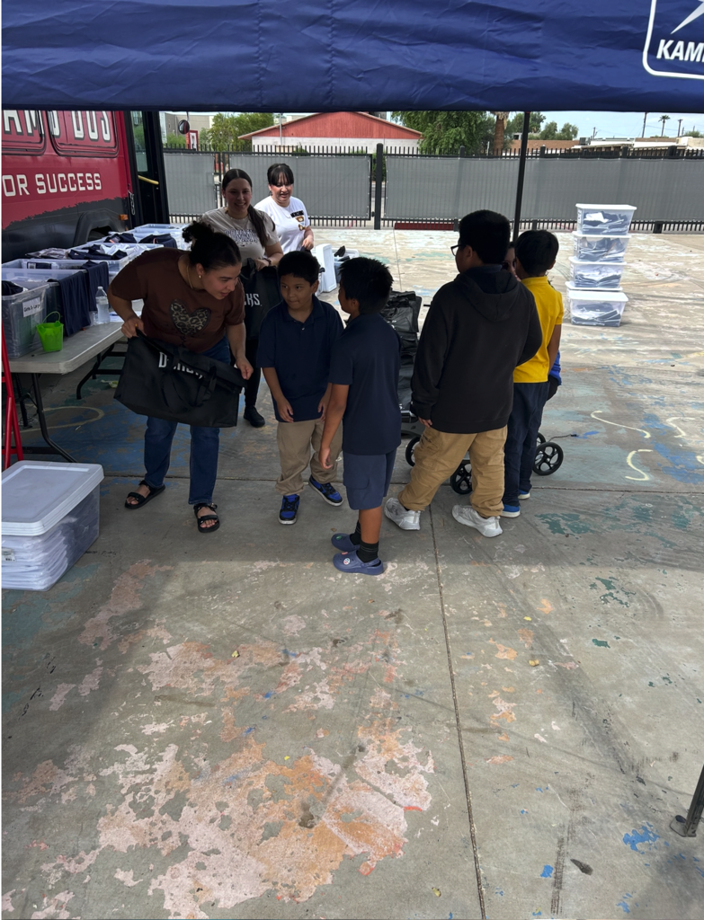 Students attending the Uniform Bus.