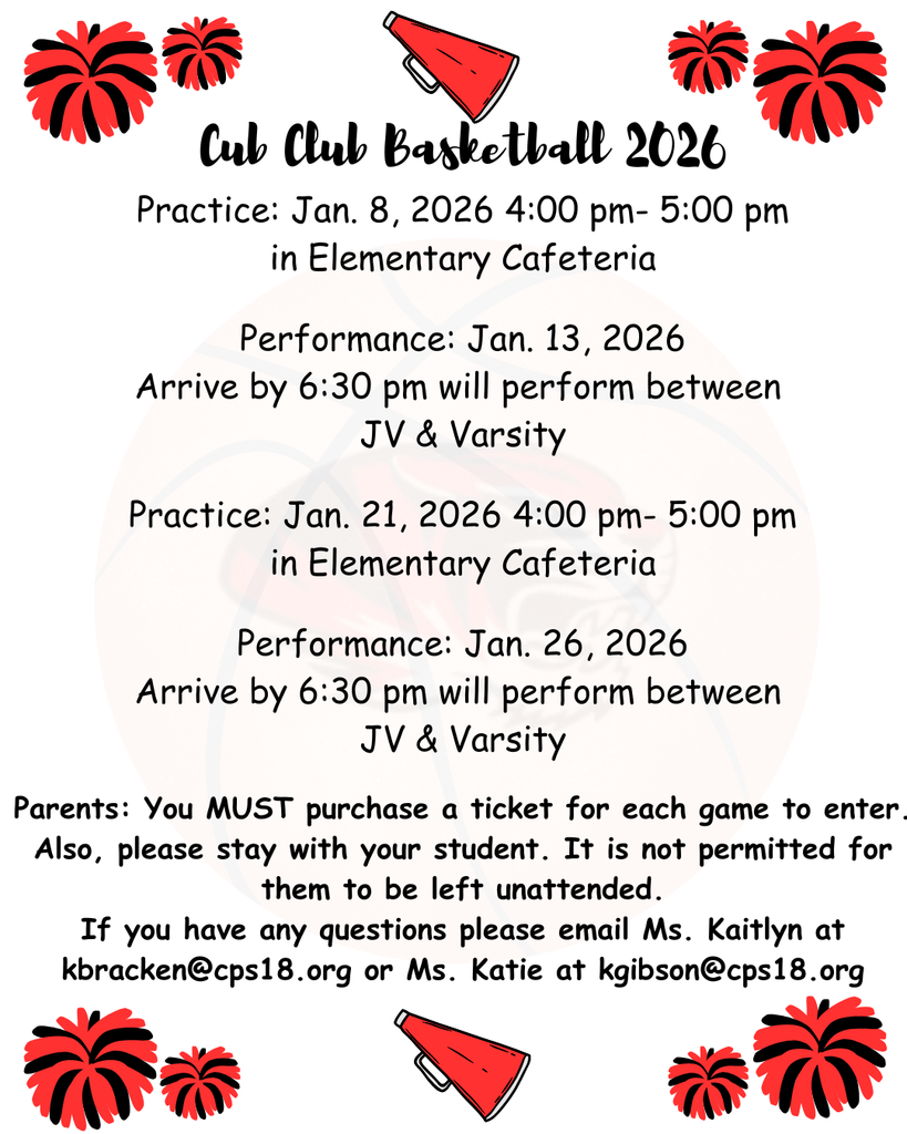 Cub Club Schedule